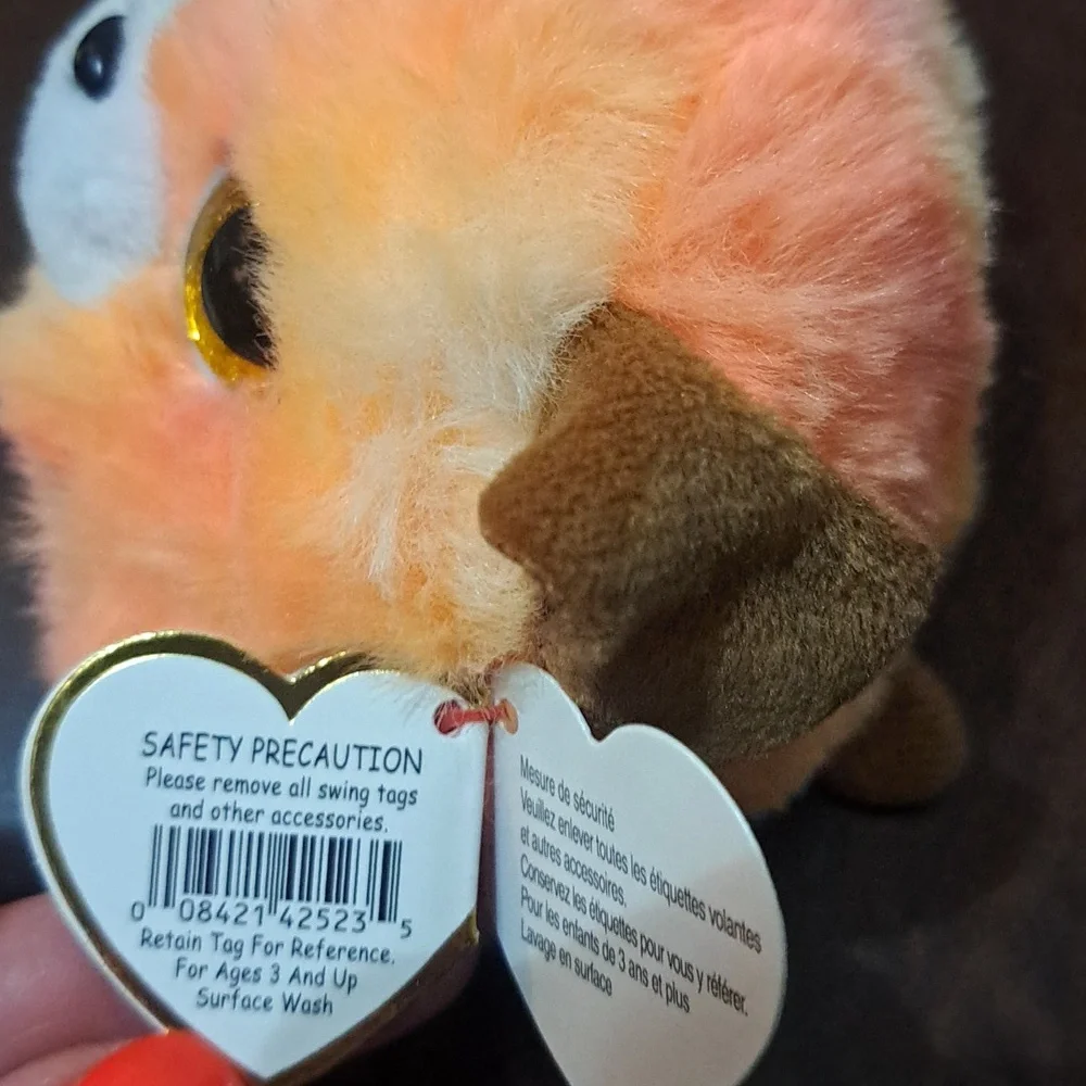 Ty Plush Dog with Peach and Brown Fur. - Picture 3 of 4